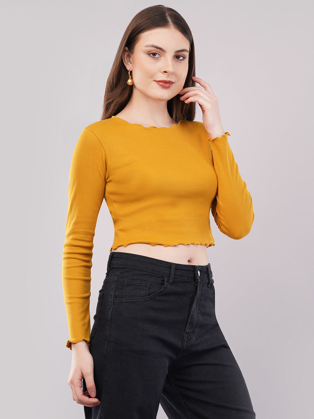 Clobug Women Cotton Blend Boat Neck Regular Full Sleeve Top