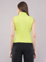 Clobug Women Cotton Blend High Neck Regular Sleeveless Top