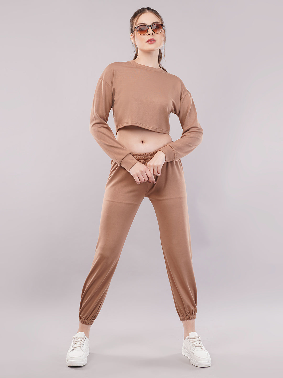 Clobug Women Cotton Blend Top With Trackpant Co-ord Set