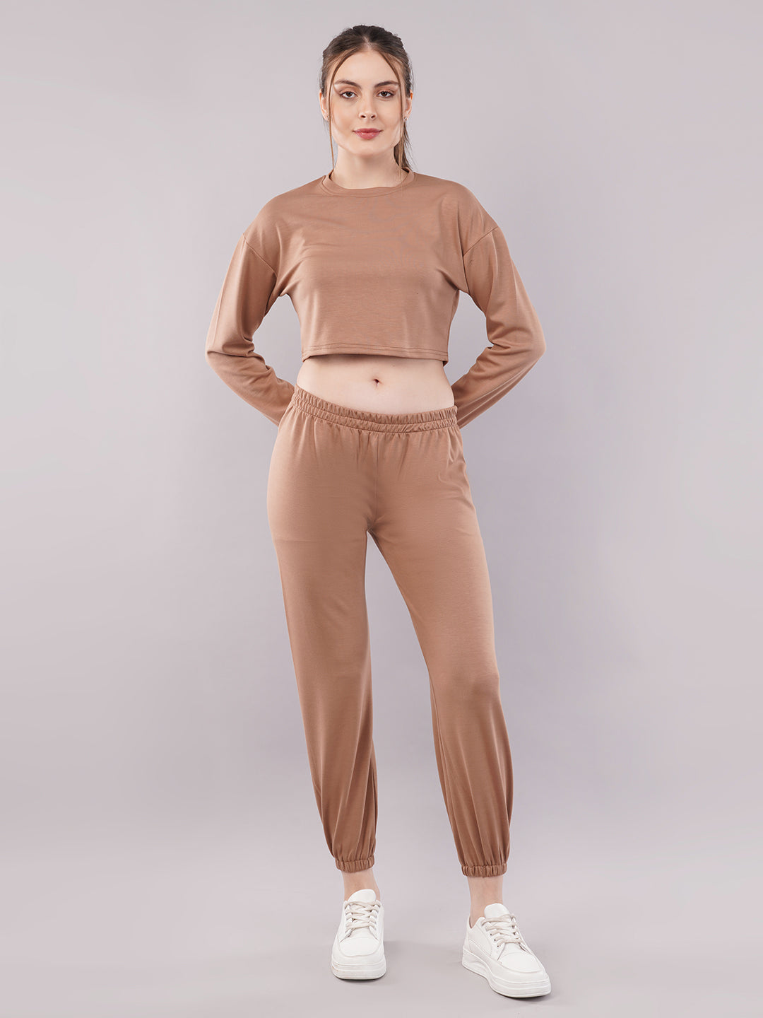 Clobug Women Cotton Blend Top With Trackpant Co-ord Set