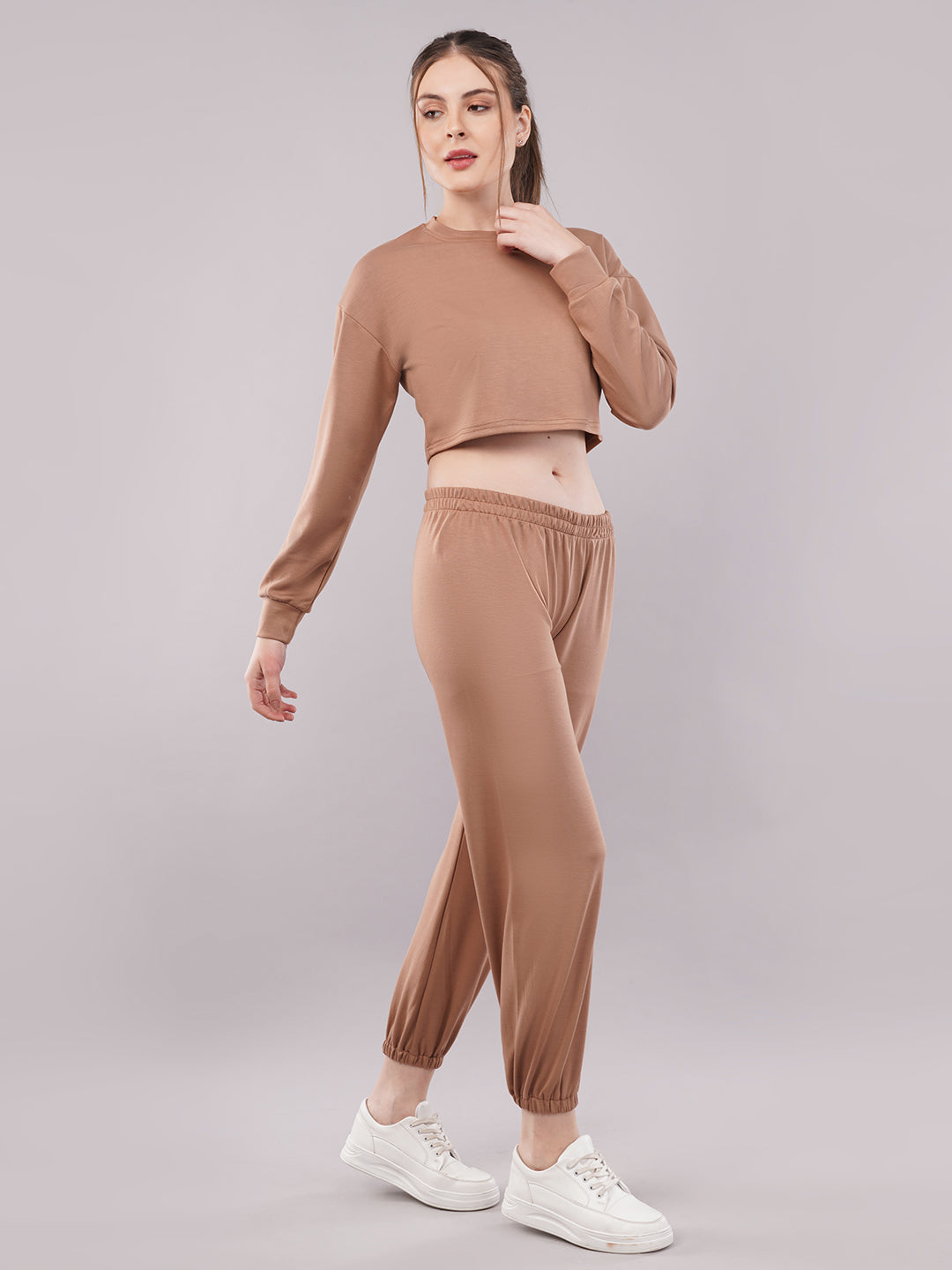 Clobug Women Cotton Blend Top With Trackpant Co-ord Set