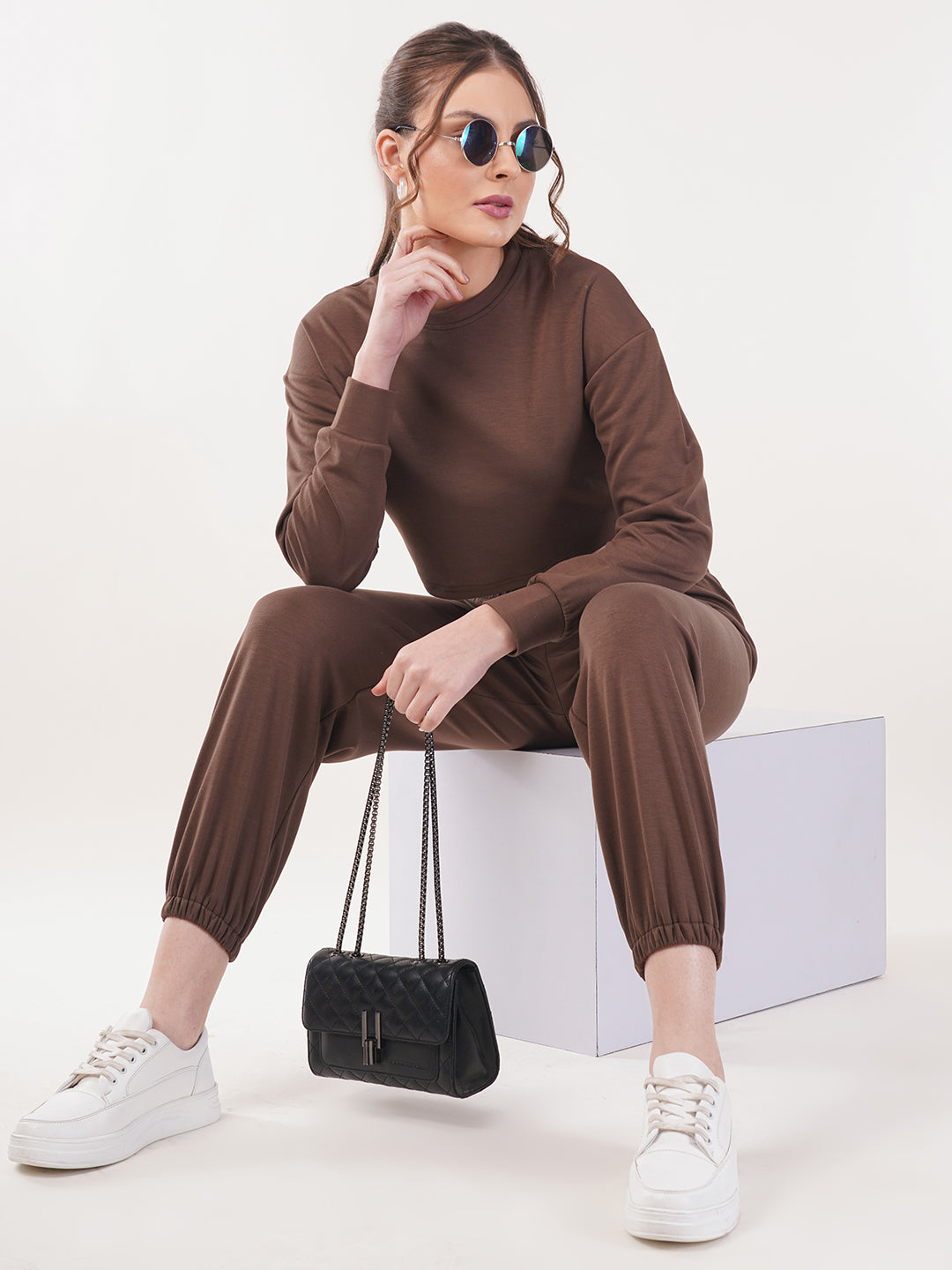 Clobug Women Cotton Blend Top With Trackpant Co-ord Set