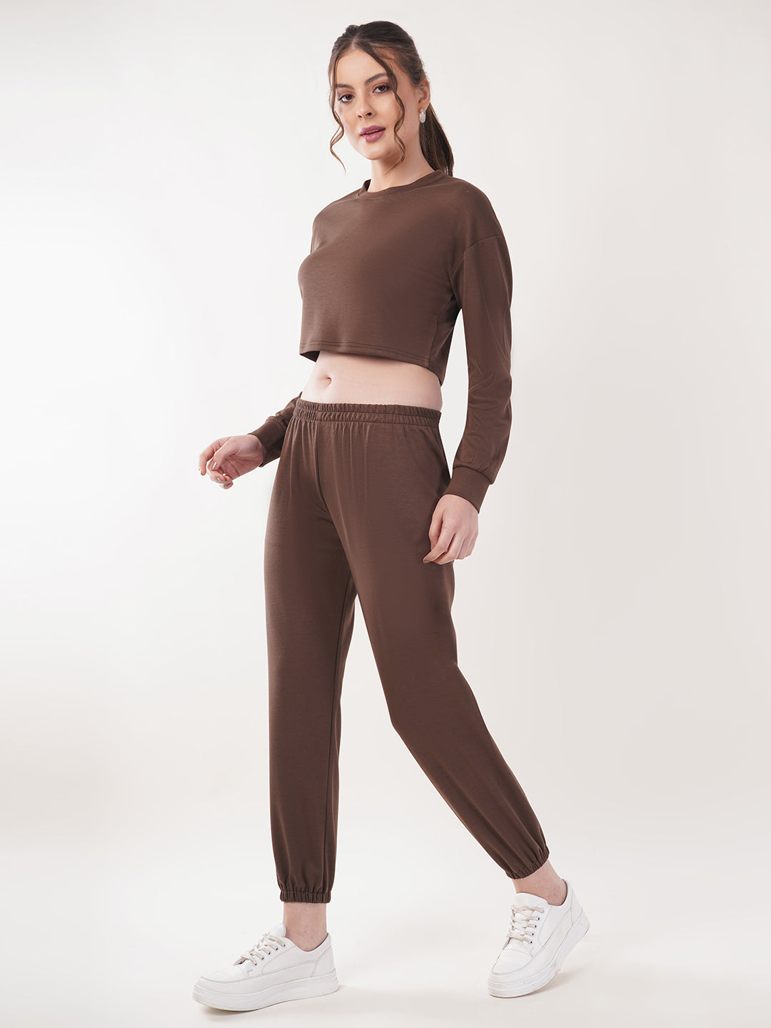 Clobug Women Cotton Blend Top With Trackpant Co-ord Set