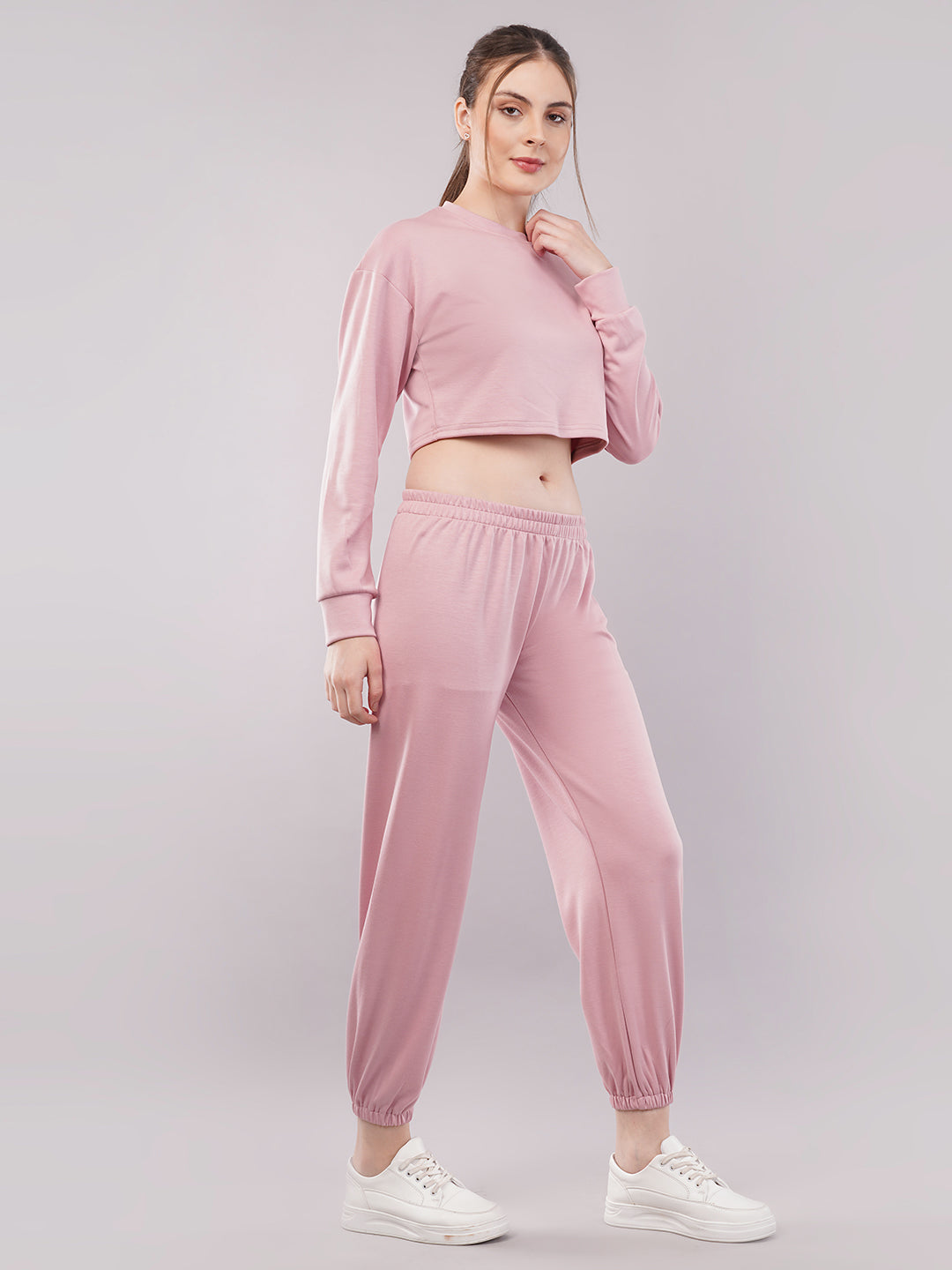 Clobug Women Cotton Blend Top With Trackpant Co-ord Set