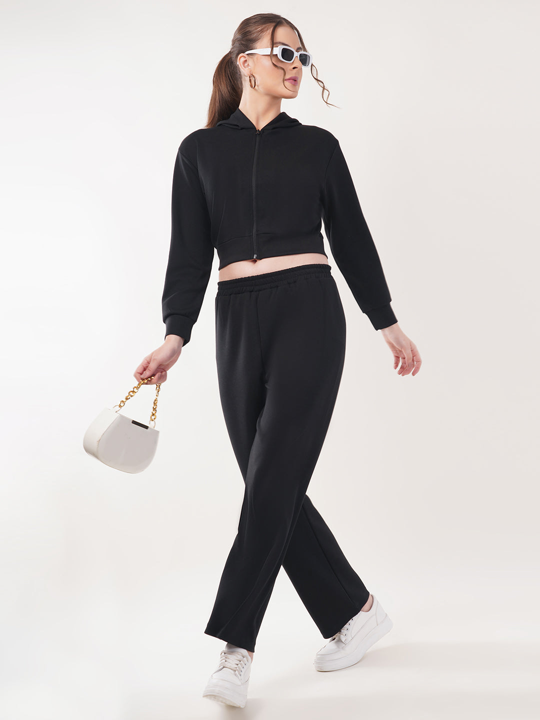 Clobug Women Cotton Blend Sweatshirt Top With Trackpant Co-ord Set