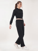 Clobug Women Cotton Blend Sweatshirt Top With Trackpant Co-ord Set