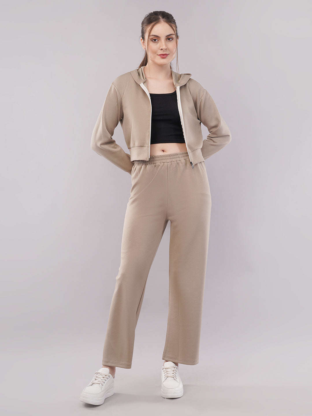 Clobug Women Cotton Blend Sweatshirt Top With Trackpant Co-ord Set