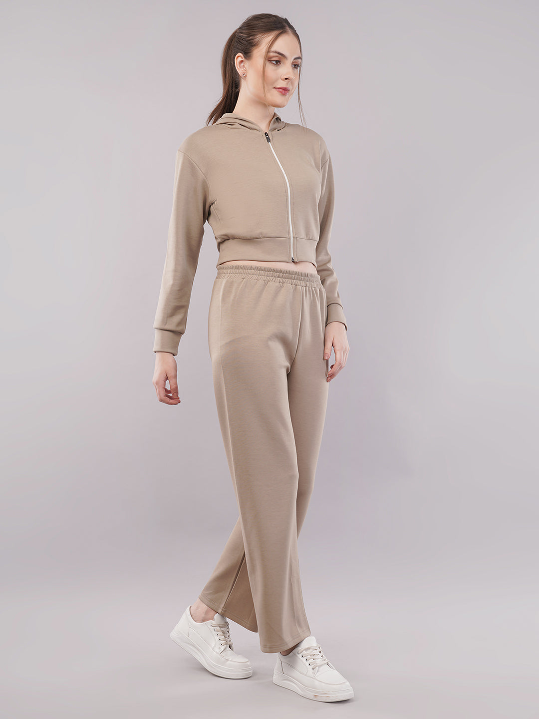 Clobug Women Cotton Blend Sweatshirt Top With Trackpant Co-ord Set