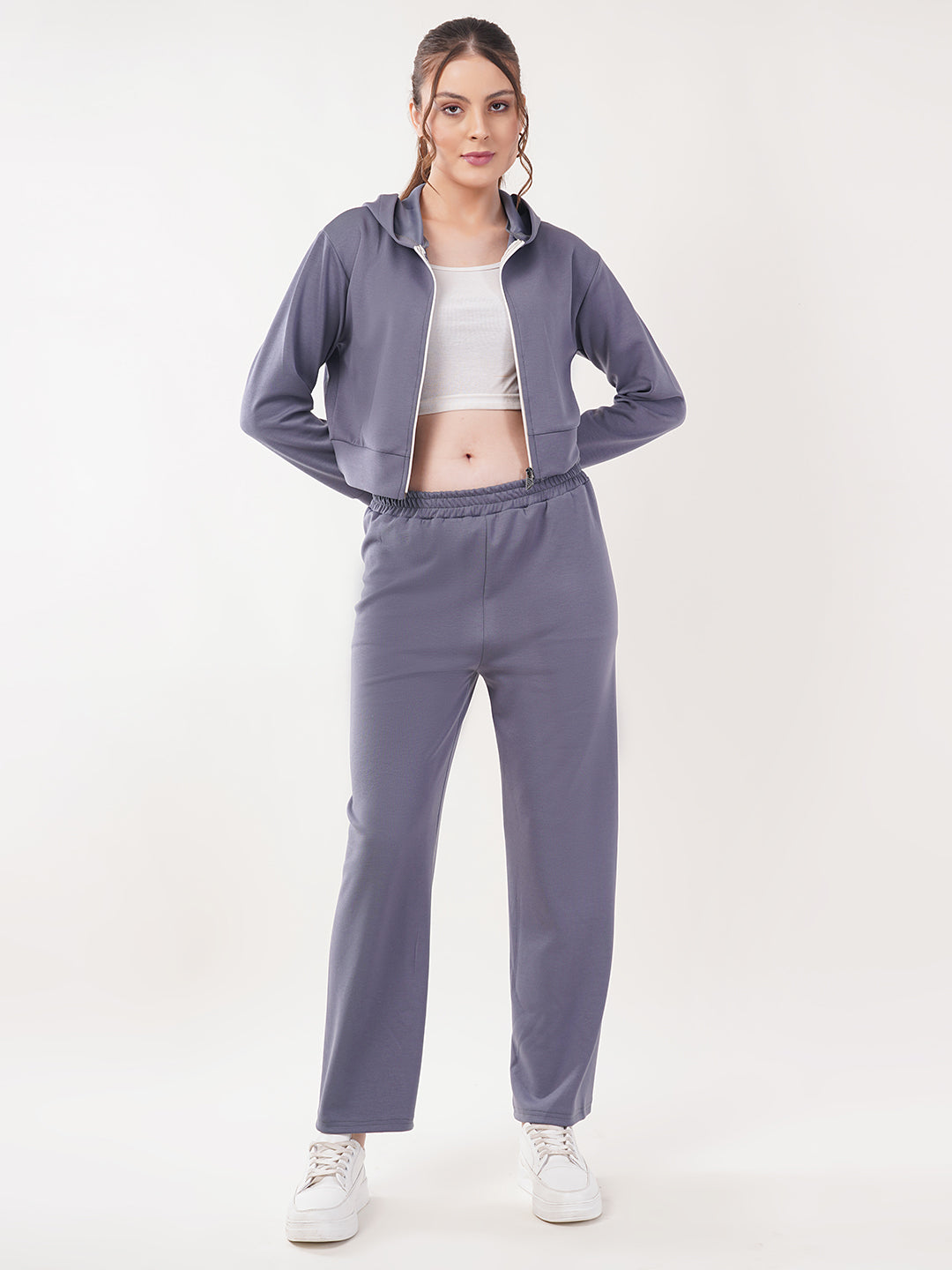 Clobug Women Cotton Blend Sweatshirt Top With Trackpant Co-ord Set