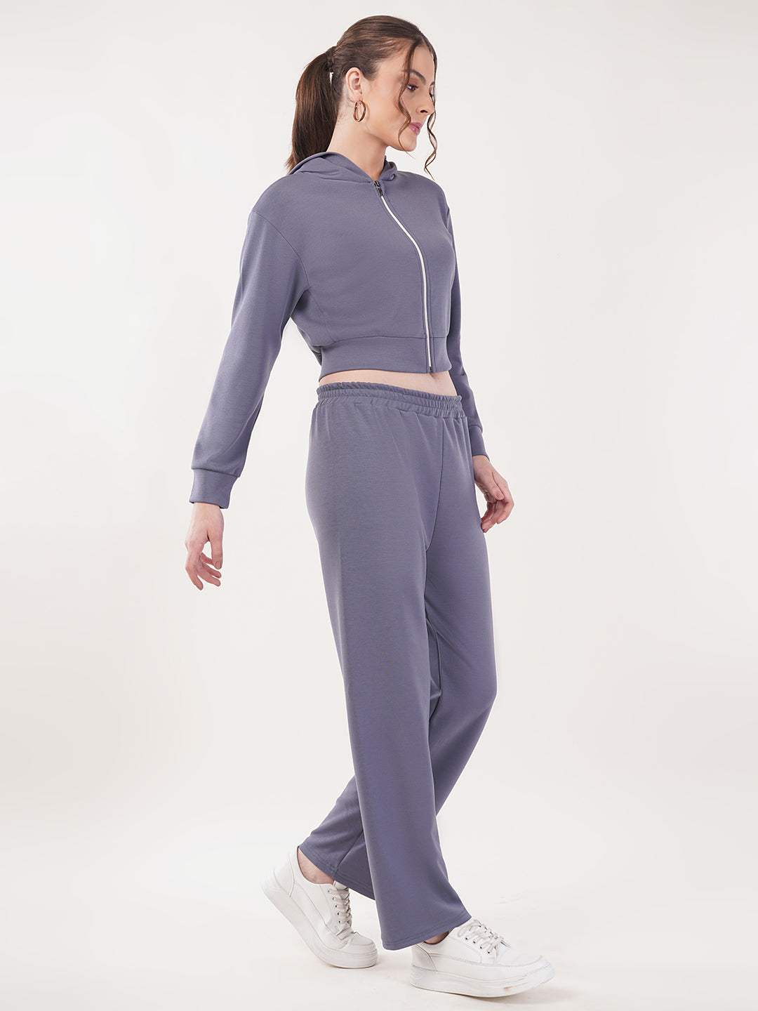 Clobug Women Cotton Blend Sweatshirt Top With Trackpant Co-ord Set