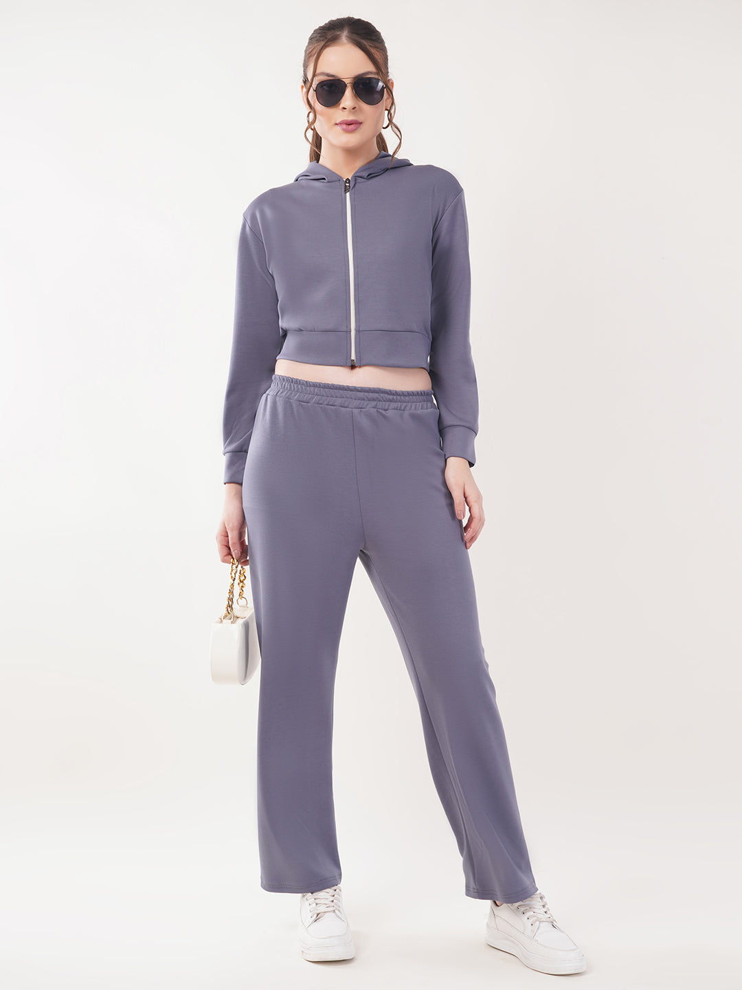 Clobug Women Cotton Blend Sweatshirt Top With Trackpant Co-ord Set