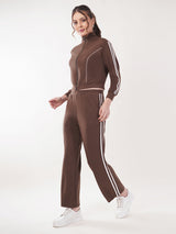 Clobug Women Cotton Blend Jacket With Trackpant Co-ord Set