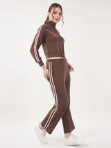 Clobug Women Cotton Blend Jacket With Trackpant Co-ord Set