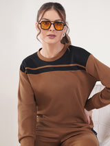 Clobug Women Cotton Blend Sweatshirt With Trackpant Co-ord Set
