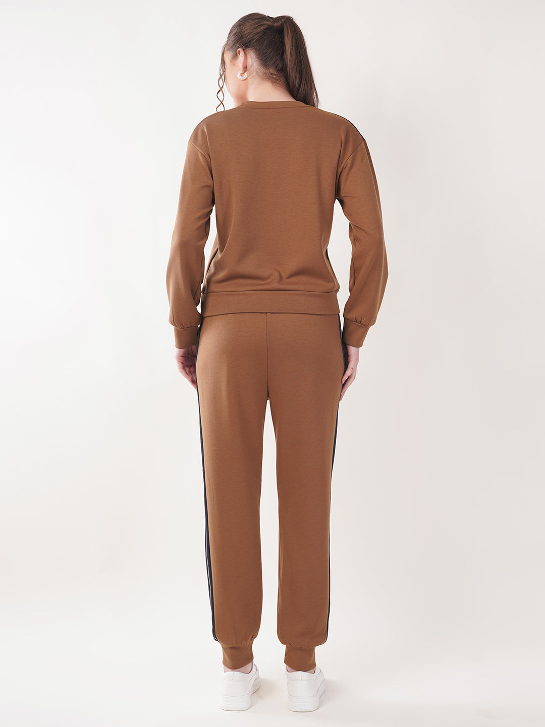 Clobug Women Cotton Blend Sweatshirt With Trackpant Co-ord Set