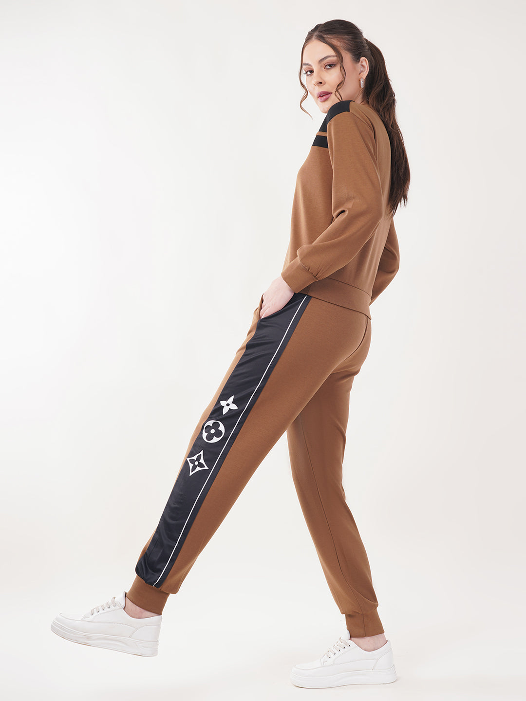 Clobug Women Cotton Blend Sweatshirt With Trackpant Co-ord Set