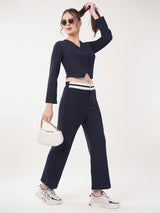 Clobug Women Cotton Blend Top With Trackpant Co-ord Set