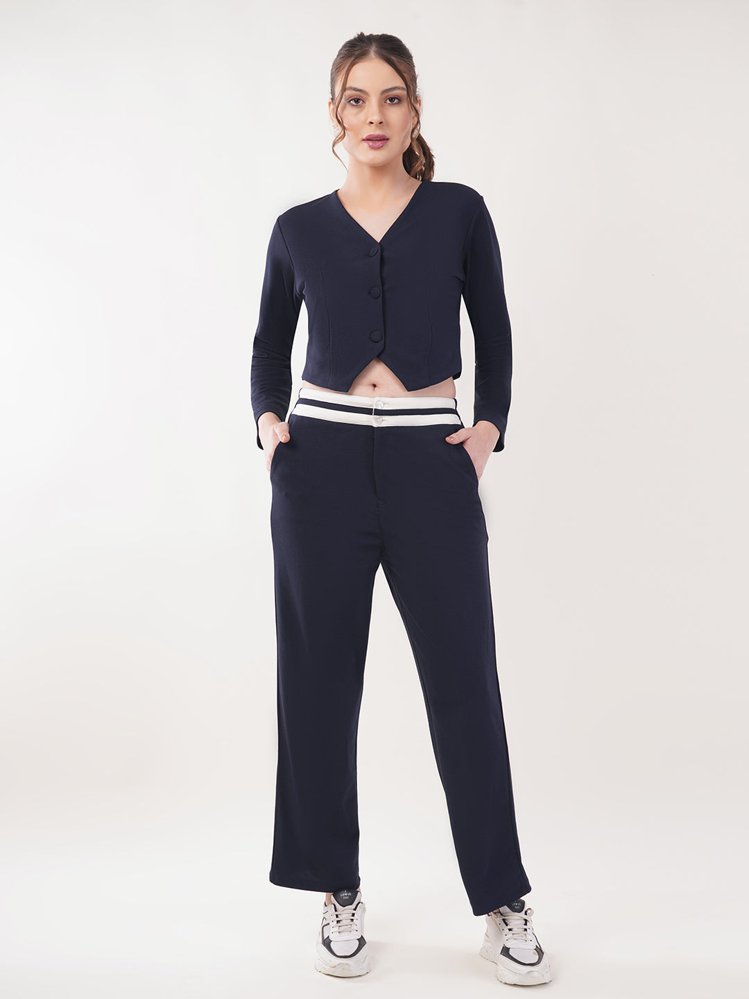 Clobug Women Cotton Blend Top With Trackpant Co-ord Set