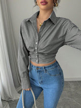 Clobug Women Striped Print Full Sleeve Shirt