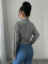 Clobug Women Striped Print Full Sleeve Shirt