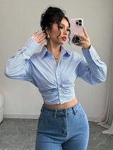 Clobug Women Striped Print Full Sleeve Shirt