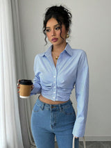 Clobug Women Striped Print Full Sleeve Shirt