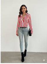 Clobug Women Striped Print Full Sleeve Shirt