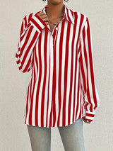 Clobug Women Striped Print Full Sleeve Shirt