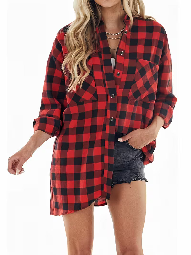 Clobug Women Check Print Full Sleeve Shirt