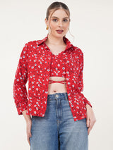 Clobug Women Floral Print Shirt