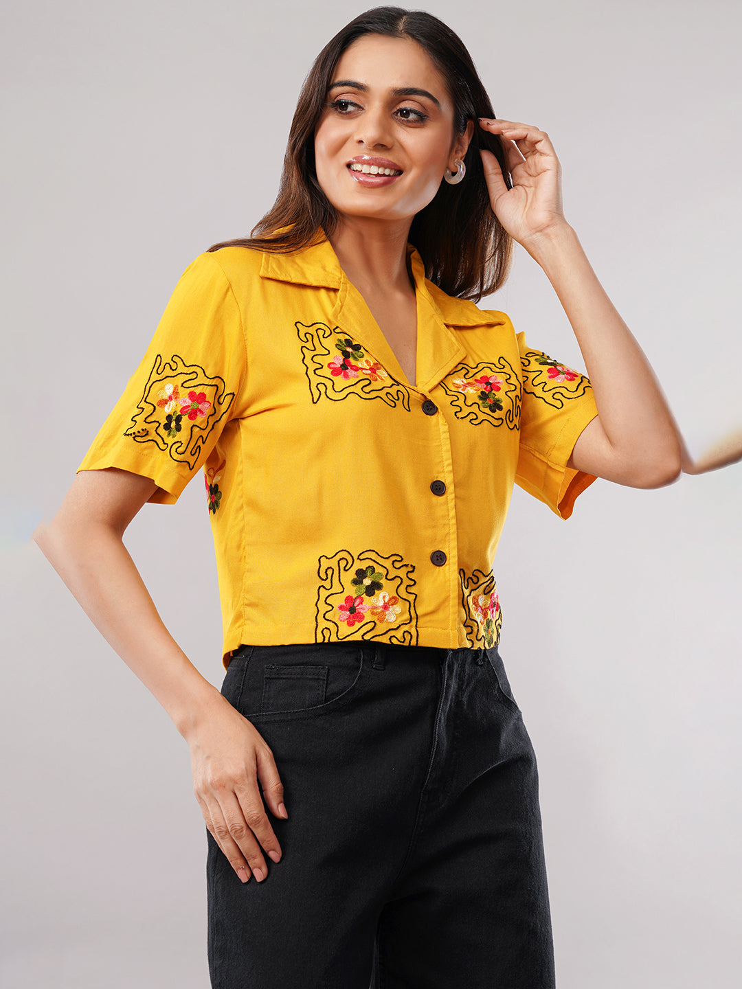 Clobug Women Floral Print Shirt