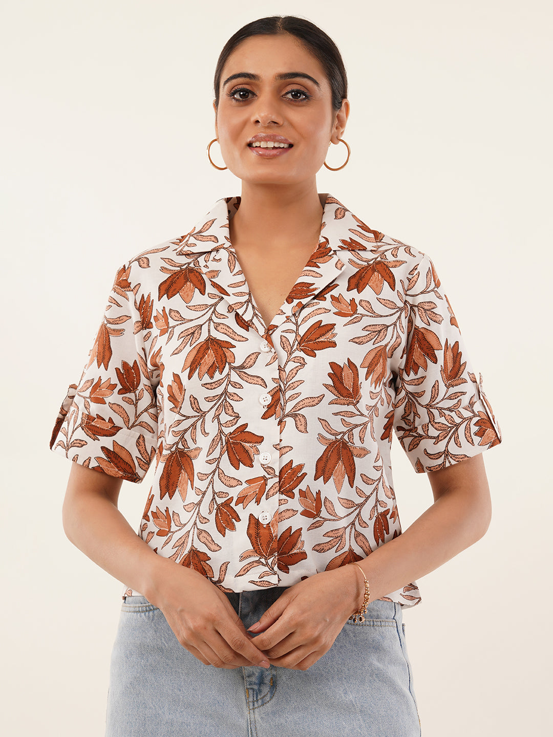 Clobug Women Floral Print Shirt
