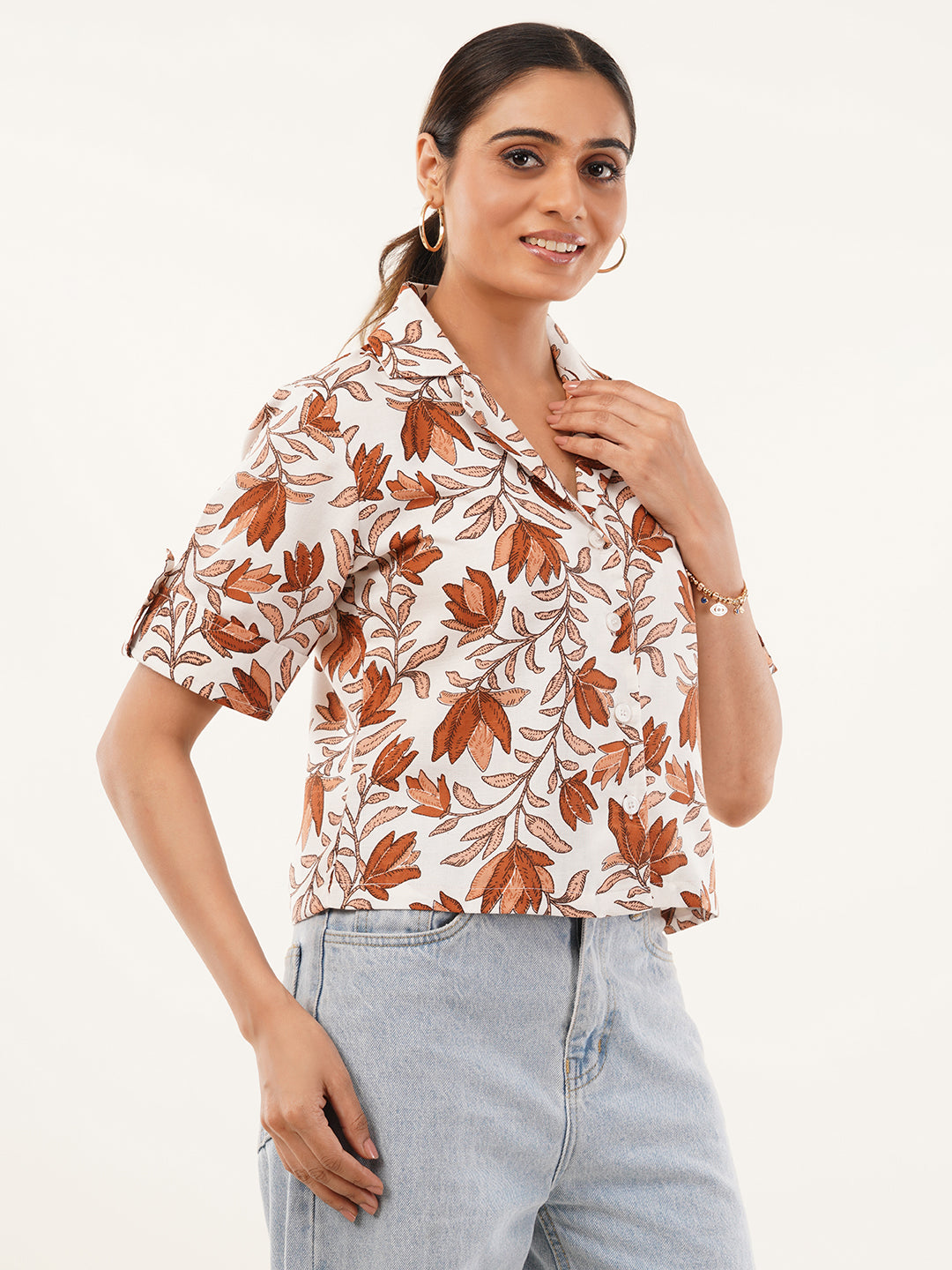 Clobug Women Floral Print Shirt