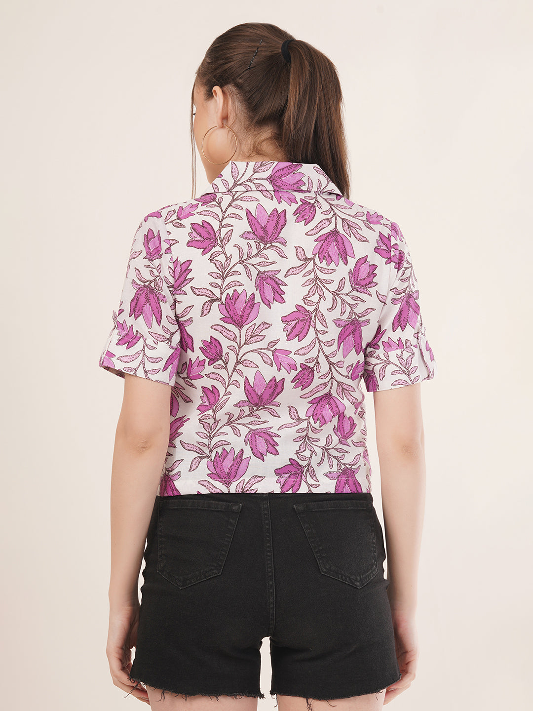 Clobug Women Floral Print Shirt