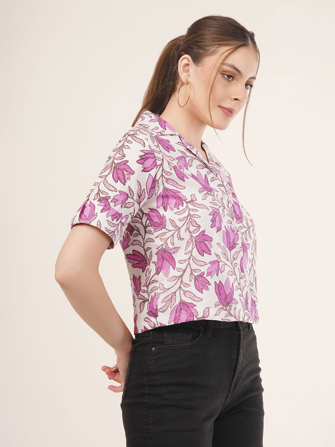 Clobug Women Floral Print Shirt