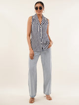 Clobug Women Striped Print Shirt