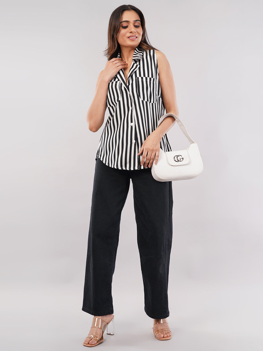 Clobug Women Striped Print Shirt