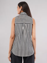 Clobug Women Striped Print Shirt