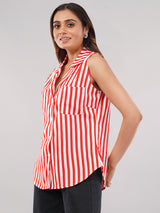 Clobug Women Striped Print Shirt