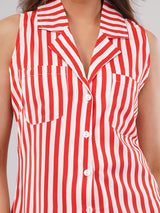 Clobug Women Striped Print Shirt