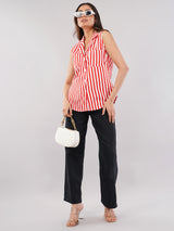 Clobug Women Striped Print Shirt