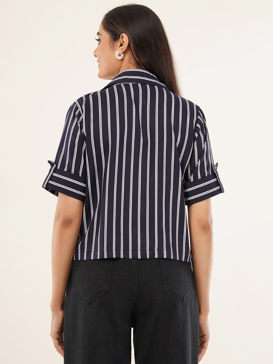 Clobug Women Striped Print Shirt