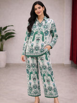 Clobug Women Ethnic Print Collared Button-Down Co-Ord Set