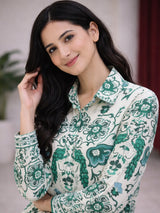 Clobug Women Ethnic Print Collared Button-Down Co-Ord Set