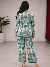 Clobug Women Ethnic Print Collared Button-Down Co-Ord Set