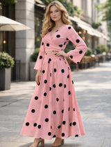 clobug-women-polka-printed-full-sleeve-crepe-top-skirt-set