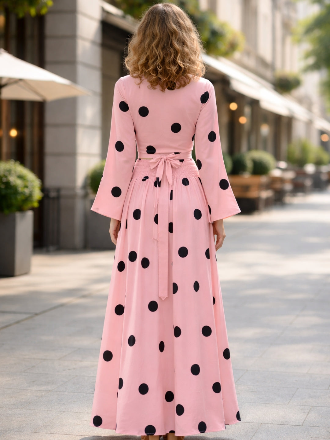 clobug-women-polka-printed-full-sleeve-crepe-top-skirt-set