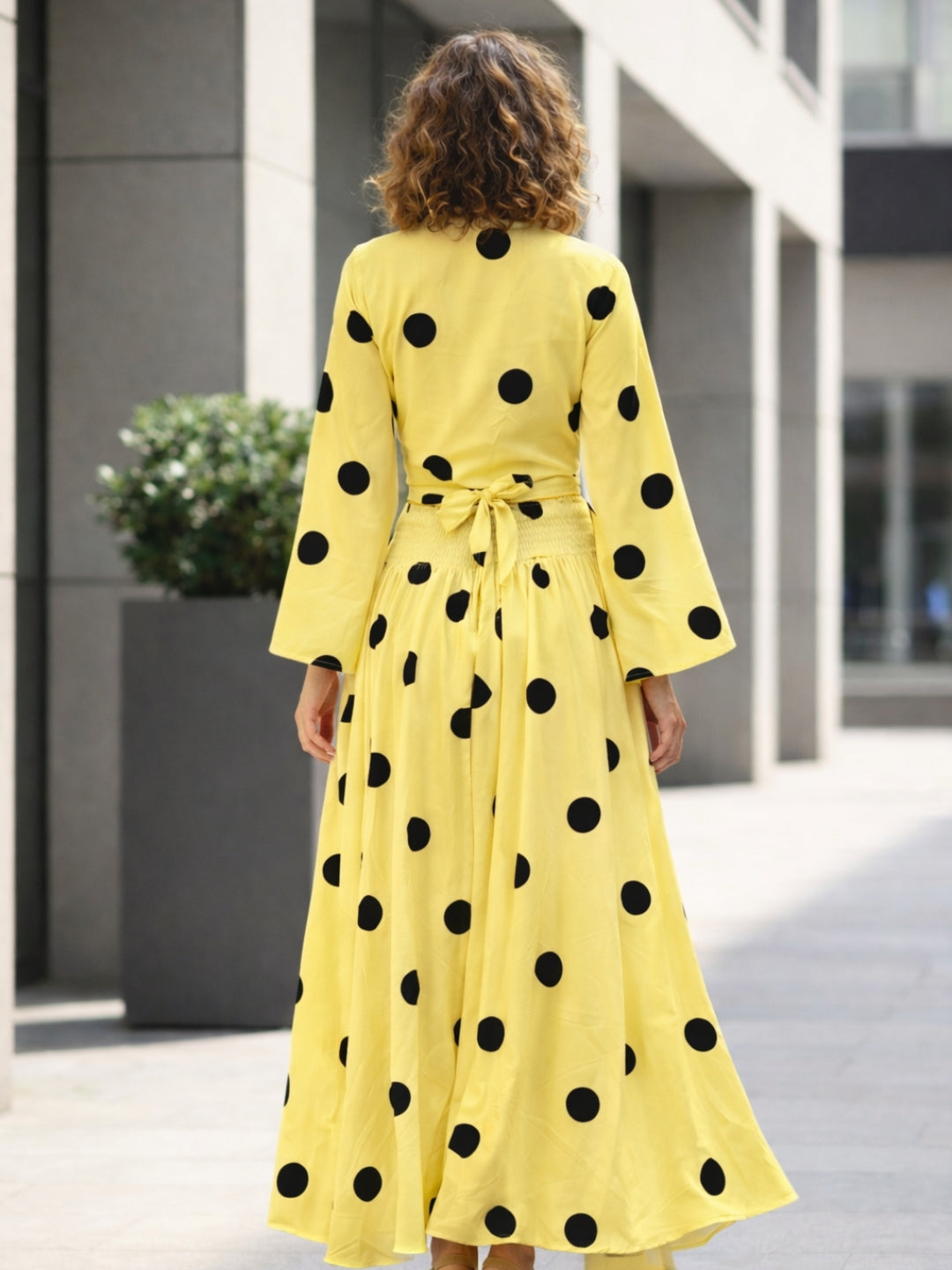 clobug-women-polka-printed-full-sleeve-crepe-top-skirt-set