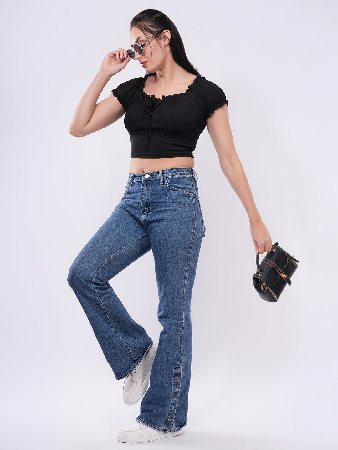 Clobug Women’s Soft Rib Fitted Crop Top