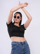 Clobug Women’s Soft Rib Fitted Crop Top